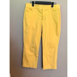 JM Collection Yellow Cropped Chino Pants Mid Rise Casual Size 12 NWOT